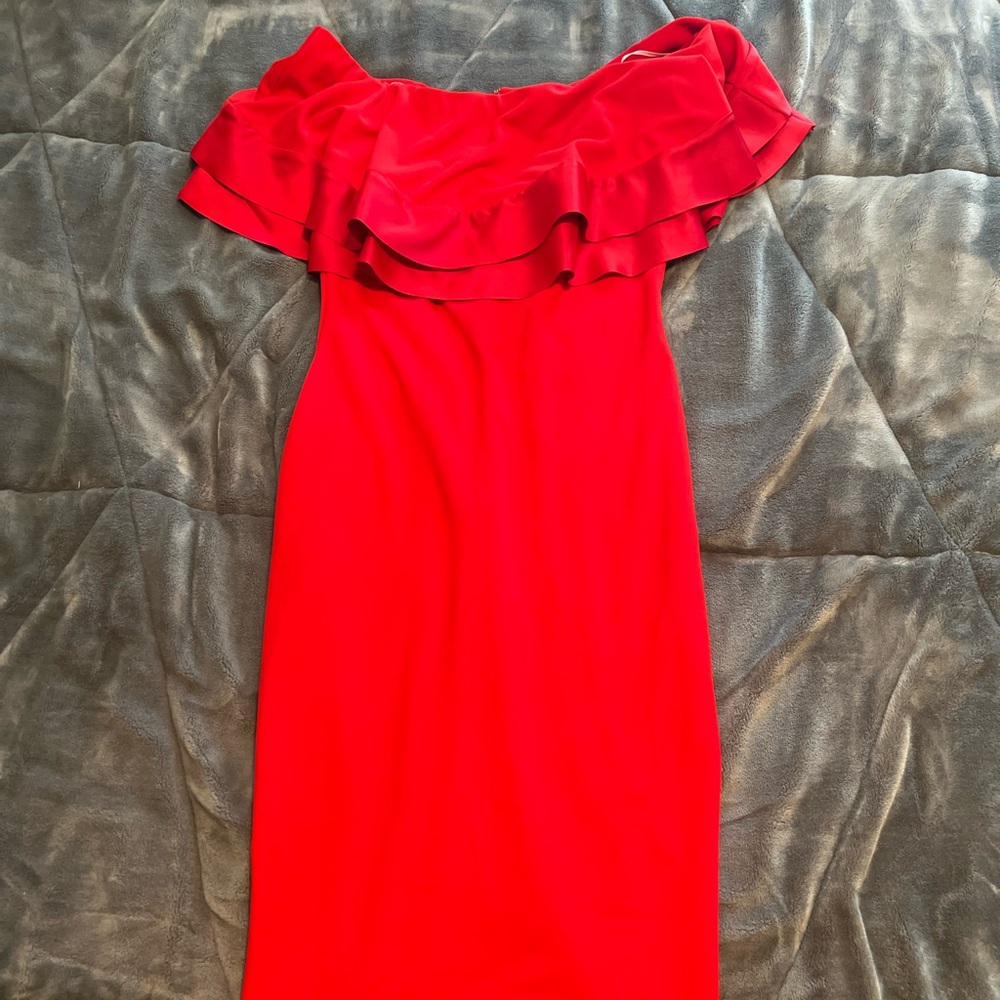 Red fitted dress —- medium